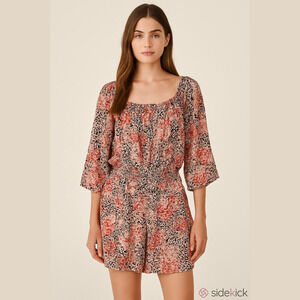 Toxik Romper Floral Leopard Print Skort, SZ 3X, Pretty red and pink floral (T3)